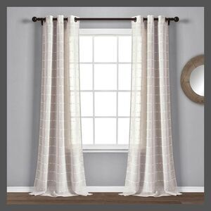 2pk 38"x95" Lush Décor Farmhouse Textured Sheer Curtains - Beige